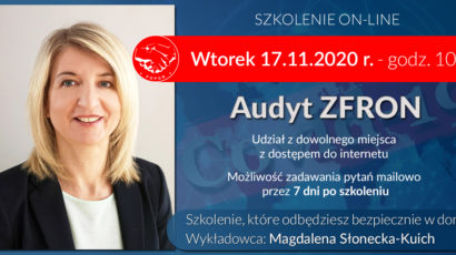 Szkolenie online. Audyt ZFRON. Wtorek 17.11 godz.10:00