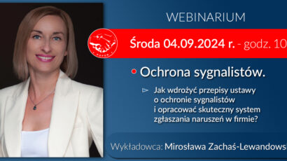 Ochrona sygnalistów – 04.09.2024 godz.10:00 – Szkolenie online