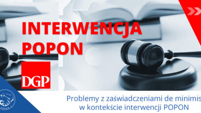 DGP: Są problemy z uzyskaniem zaświadczeń o pomocy deminimis