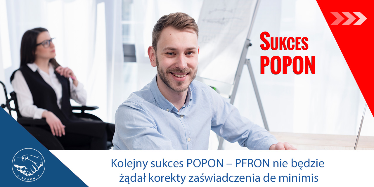 Kolejny sukces POPON – PFRON nie będzie żądał korekty zaświadczenia de minimis